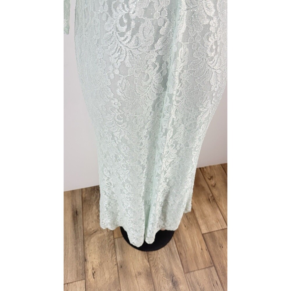 NWT Marina Women's Size 10 Mint Aqua Lace Sleeveless A-Line Maxi Dress Gown Prom - Picture 14 of 16